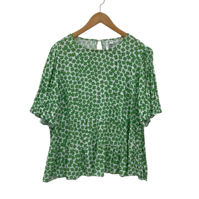 Forever New Curve Womens  Size 18 Short Sleeve Shirt Floral / Green 
