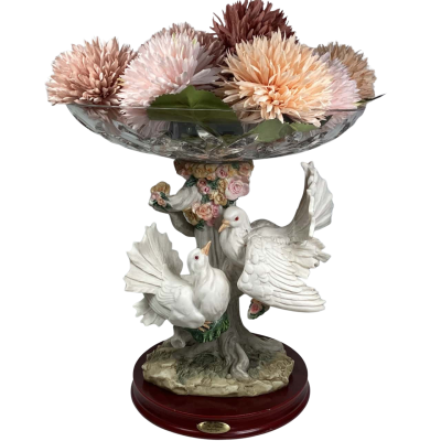 The Helena collection 2 Doves on branch with crystal bowl