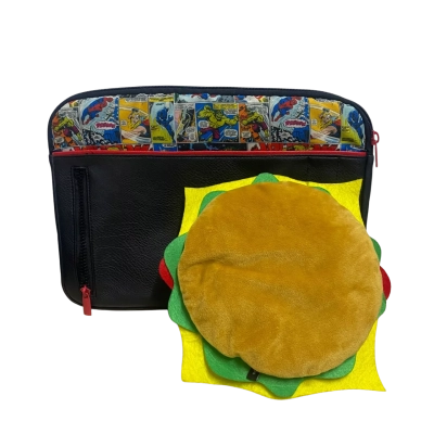 Typo marvel note book bag and burger pencil case