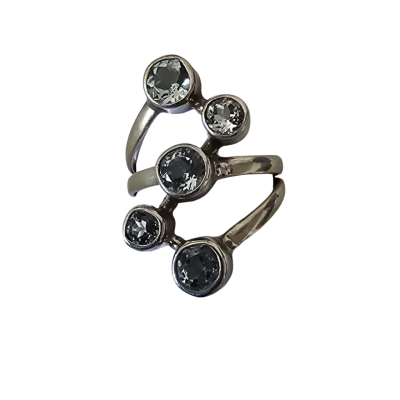  Womens Ring Silver with Pale Aquamarine Crystal's Size S 