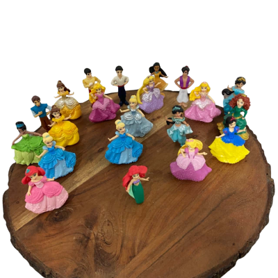 A bundle of different Disney small dolls.