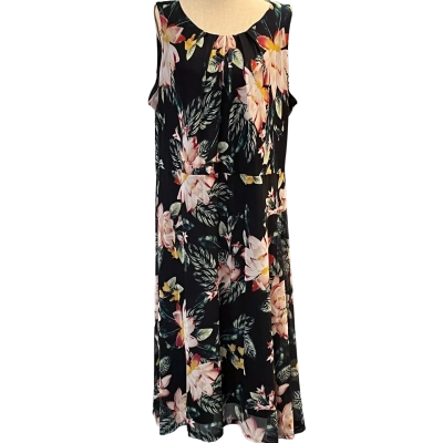 Millers Womens Size 20 Floral/Midi/Sleeveless Dress Black/Floral/Pink