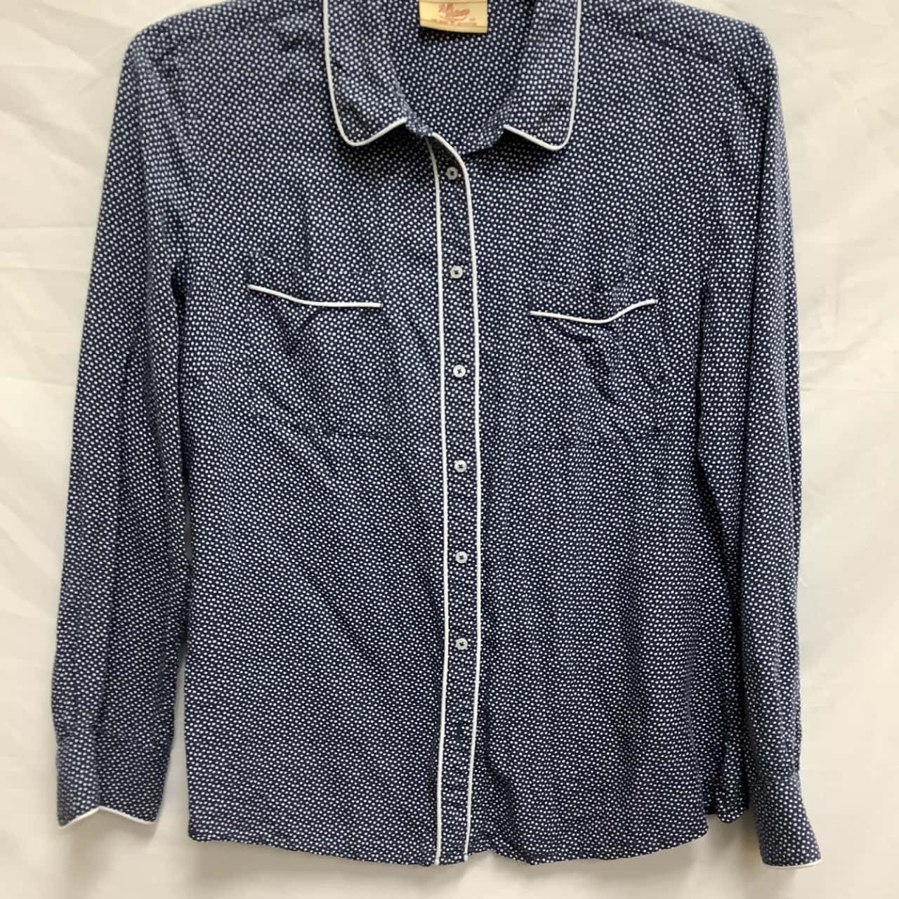 Womens RM Williams Size 12 Long Sleeve Navy Blue / Polka Dot / White (s)