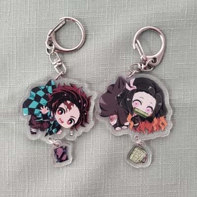 Kimetsu no Yaiba Chibi Acrylic Keychain Set – Tanjiro & Nezuko Kamado