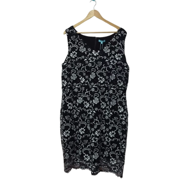 Blue Illusion Womens  Size 2L Cocktail Dress / Midi Dress Black  / Pattern / White 