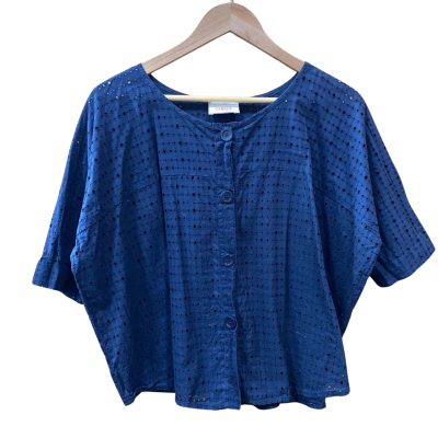 Obus Navy Blue Broderie Shirt Size 1
