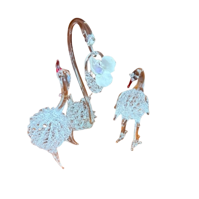 Vintage Crystal Glass Arts Hand Blown Swans 