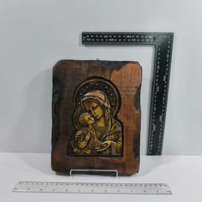 Religious Wall Art Iconography Art on Wood Mountable Hanging 