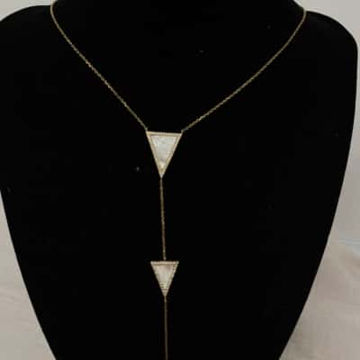  silver 925 Womens Necklace Gold-tone with mother-Pearl like pendant