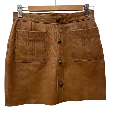 AJE Womens  Size 8 Leather Skirt Brown 