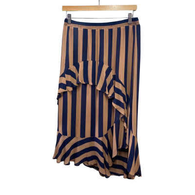 Munthe Womens  Size 40 Asymmetrical Hemline Skirt Blue / Brown / Striped 