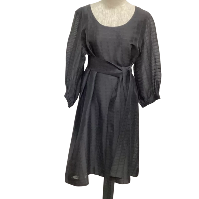 Blue Illusion 3/4 Sleeve Belted Dress  Size L Black  