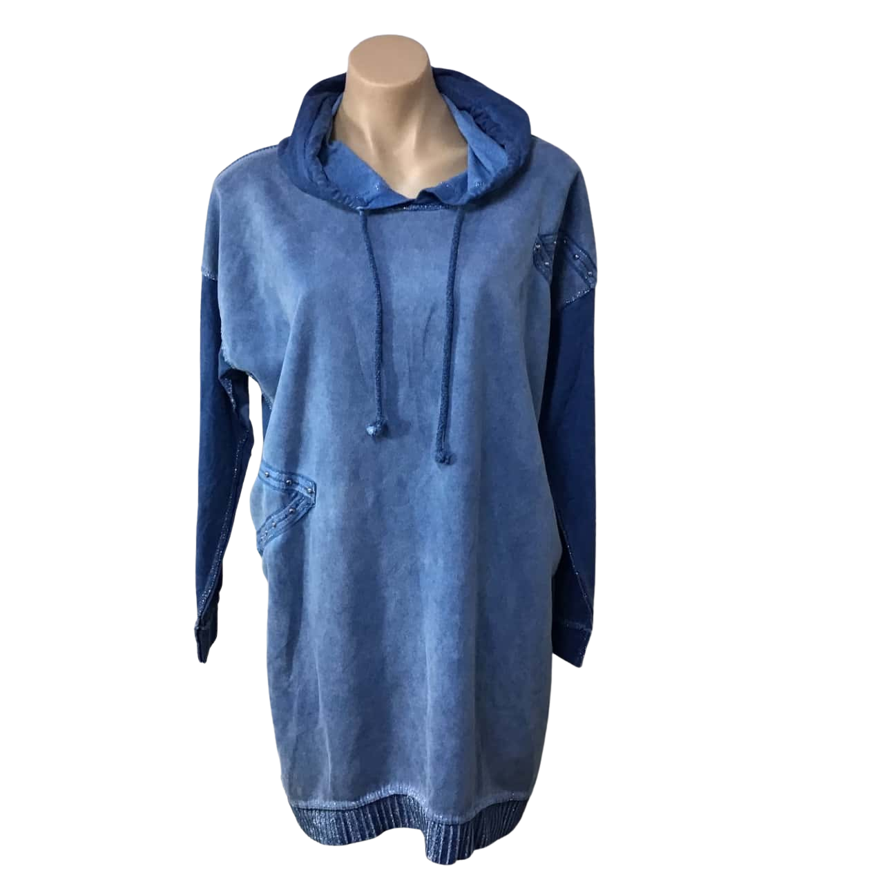 Donna Cotton Denim Relaxed Button-Up Croped