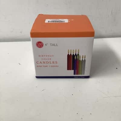 100 Pack birthday color unscented taper candles 