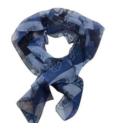  Womens  Vintage Scarf Blue / Navy Blue Floral