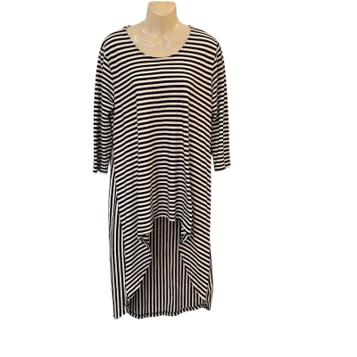 Serafina Womens  Size L 3/4 Sleeve Top Navy Blue / Striped / White 