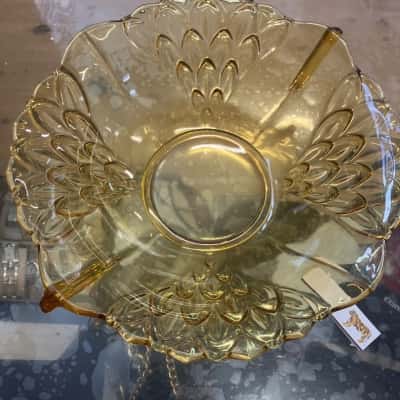 Amber art deco glass bowl