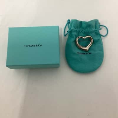 Tiffany & Co. Elsa Peretti Open Heart Brooch 925 Sterling Silver