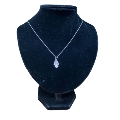 Dainty Silver Hamsa on fine Silver chain necklace
