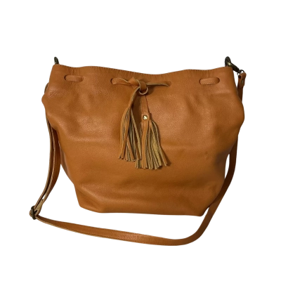  Womens Orange Brown Shoulder Bag with Tassel Detail 