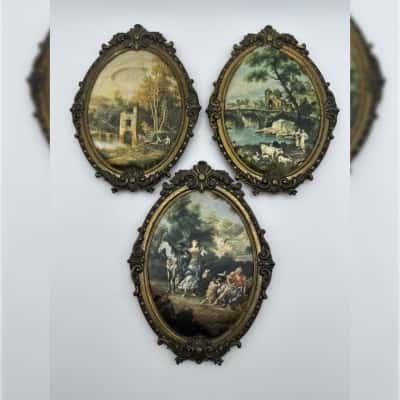  Vintage Ornate Italian Brass Frames x 3