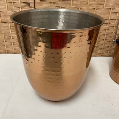 Set Hammered Copper Stainless Steel Wine and Ice Bucket Birthday Party Gift Wedding 