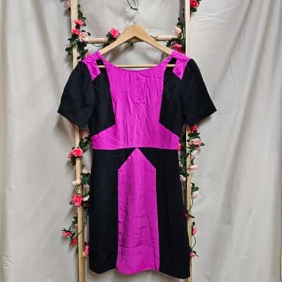 Womens Rebecca Minkoff Fuschia/Black Silk Dress Size 8 