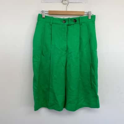 COS Green Linen Blend Shorts  Size 10 