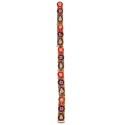  Womens Vintage Micro Mosaic Bracelet Gold-tone with Multicoloured Floral tiles