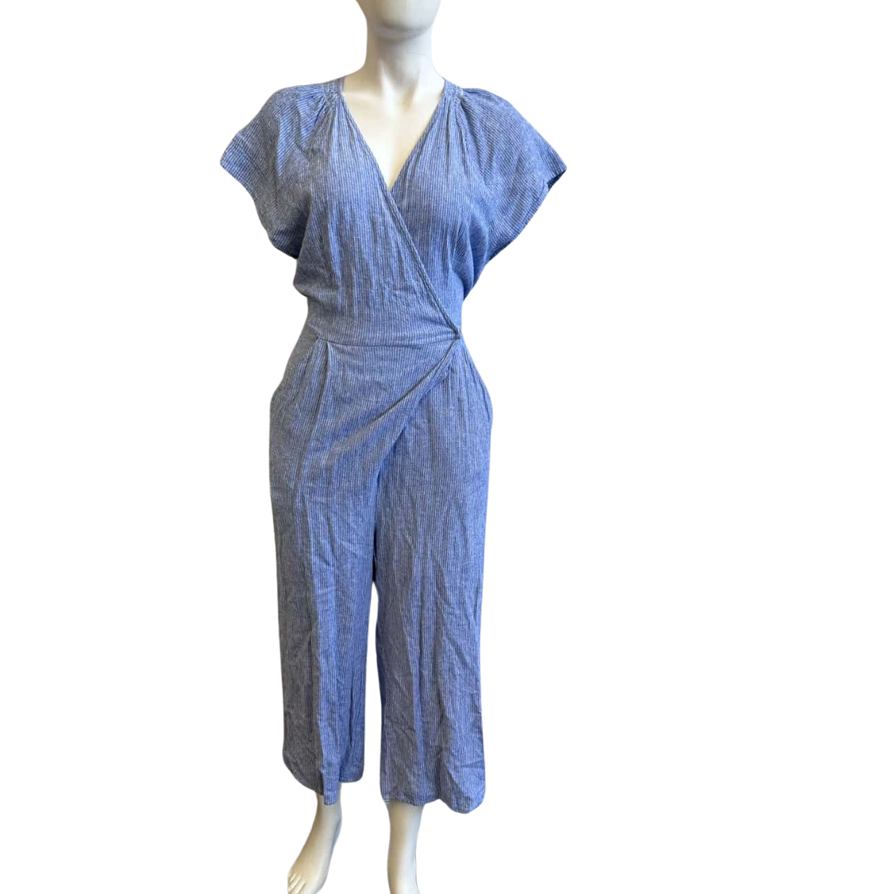 Seed Heritage Women's Size 12 Linen Blend Jumpsuit Blue