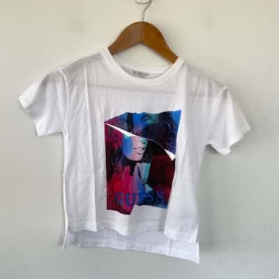 Guess True White Short Sleeve Minime T-shirt Top Size 8 
