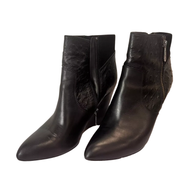 Mimco Womens Size 40 Alma Black Leather Wedge Ankle Boots