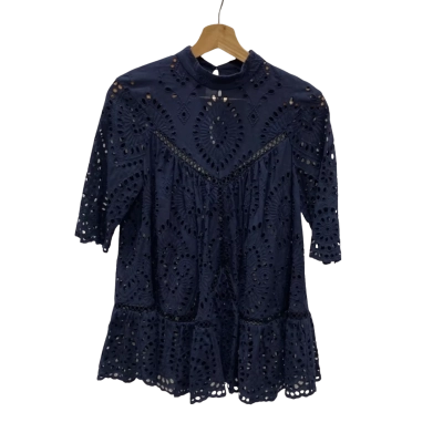Zimmermann Navy Blue Laser Cut Out Top Size 0 or Aus 8
