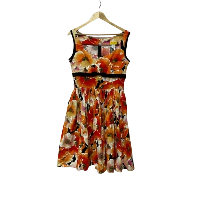  Bernie Dexter Womens  Size L Floral Dress / Sleeveless Dress  Orange 