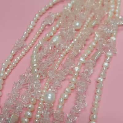 Multi-Layered Pearl and Clear Quartz Necklace