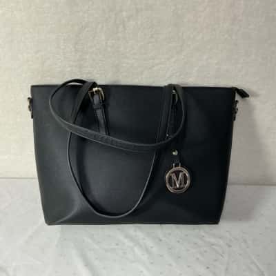  Womens Black Textured Tote Bag 