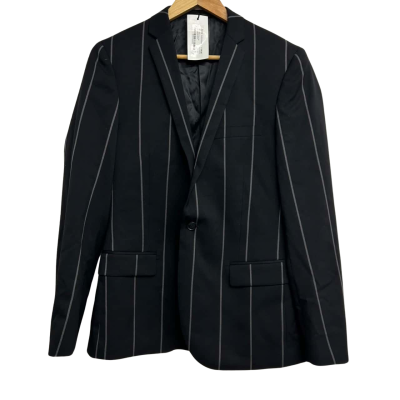 BNWT Jack London Mens Size 48 Black Striped Suit Jacket  