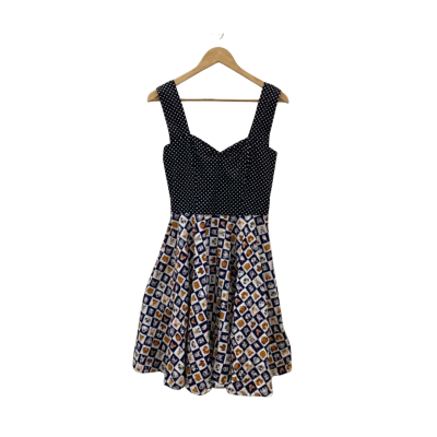 Nineteen 50 Womens  Size M Sleeveless Dress  Black Polka Dot  /  Dog Pattern