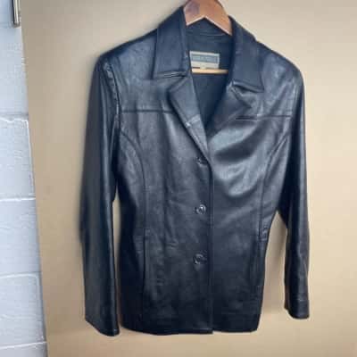 Vera Pelle Womens  Size 42 Leather Jacket Black  