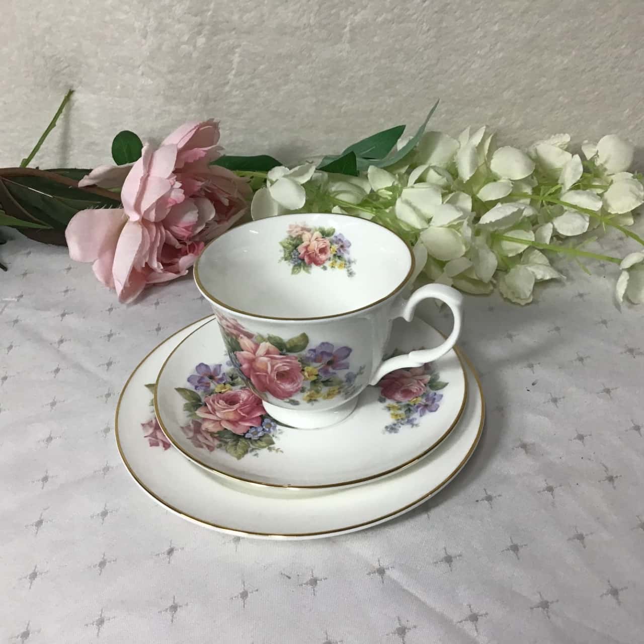 Crown Trent Floral Pattern Bone China Cup Saucer & Plate Set(s)