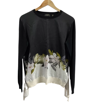 Ted Baker Womens  Size 3 Floral Print Combo Sweater 