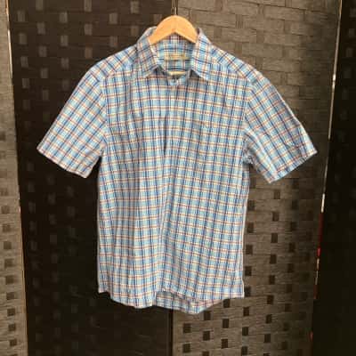 R.M. Williams Mens  Size L Short Sleeve Shirt Blue / Checked / Grey 