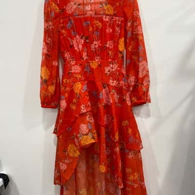 Finders Keepers Womens  Size S Long Sleeve Dress / Party Dress Floral / Multicoloured / Orange 