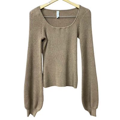 Kivari Womens Size 12 Brown Balloon Sleeve Jumper  