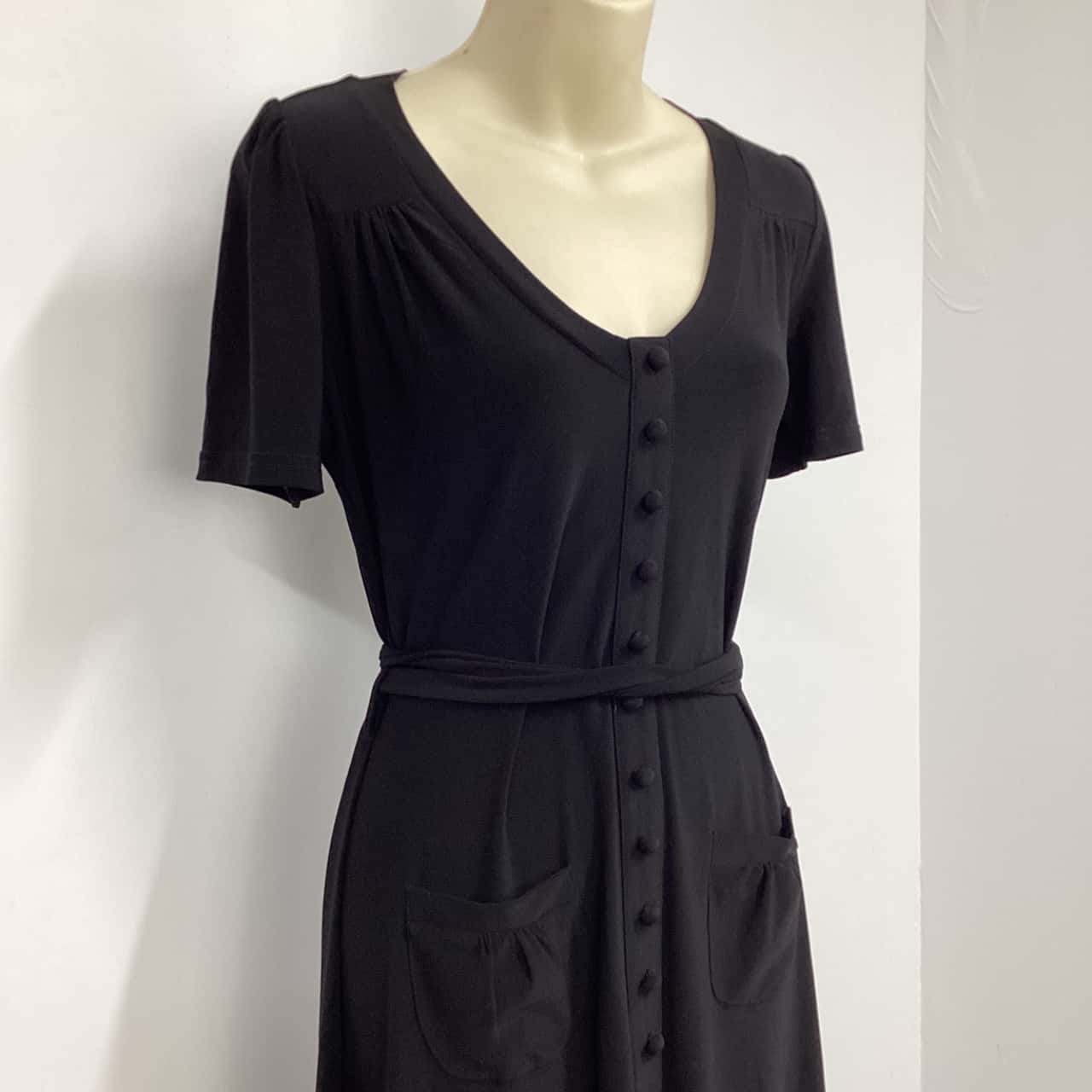 Leona Edmiston Womens Size 1 Black tea dress VGUC (s)