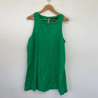 Sportsgirl Green Linen Sleeveless Mini Dress Size 16 