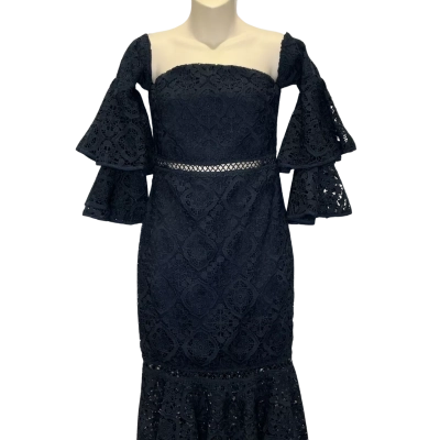 Two Sisters Womens  Size 8 Midi Dress Navy Blue 