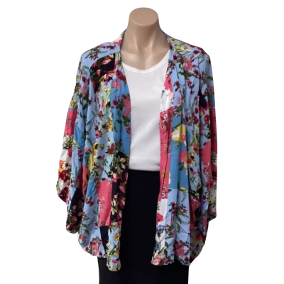 Free Love Womens Free Size Multicoloured Floral Short Sleeve Robe