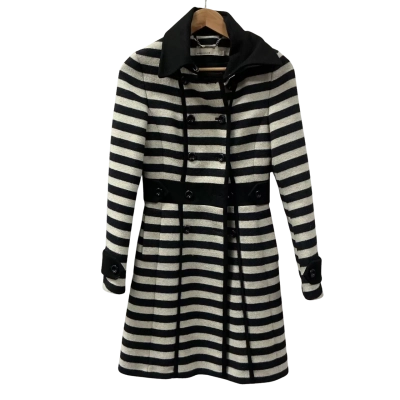 Karen Millen Womens Size 8 Winter Coat Black / White 