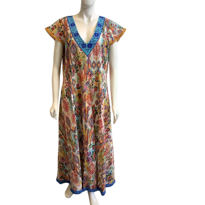 BNWT Naudic Women's Size XL Bluebird Floris Print Maxi Dress 